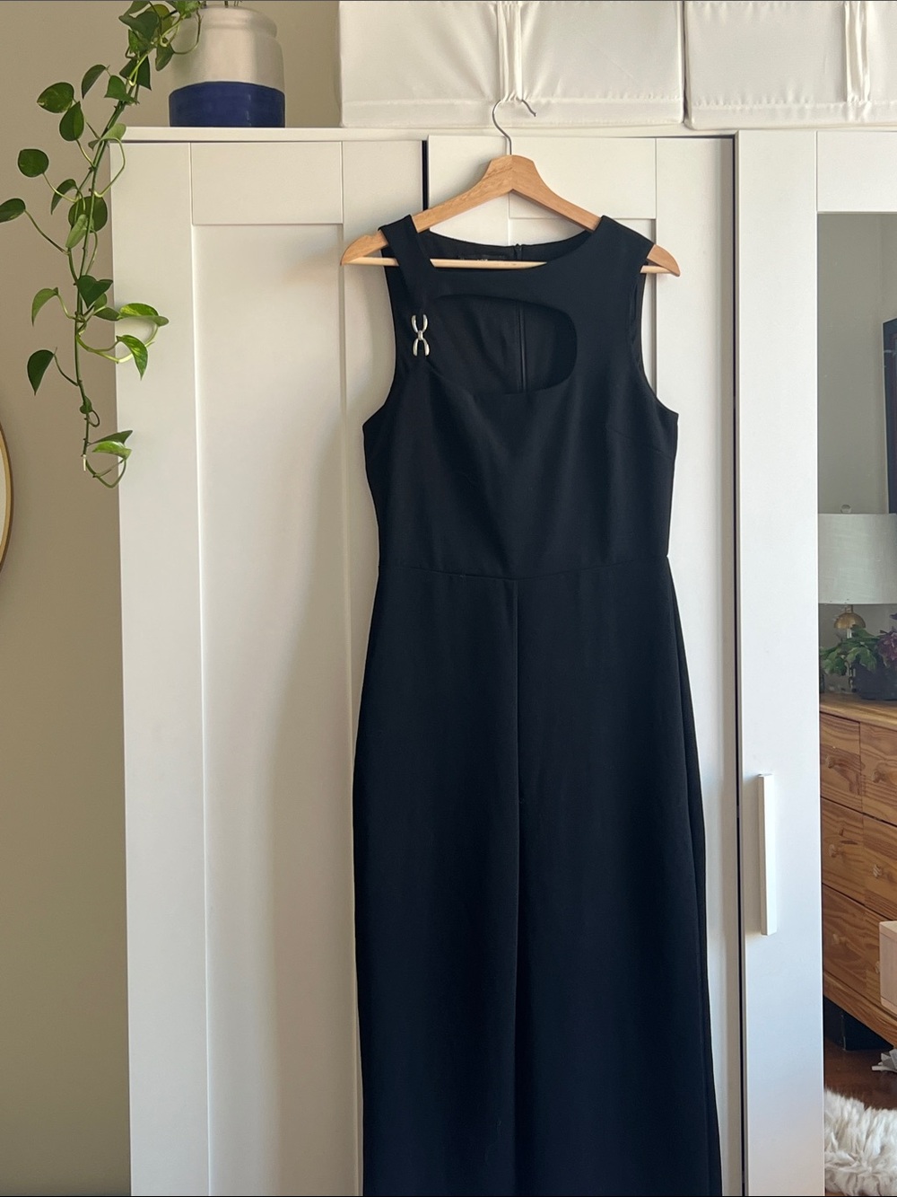 Mango Black Sleeveless Jumpsuit with Cutout Neckline